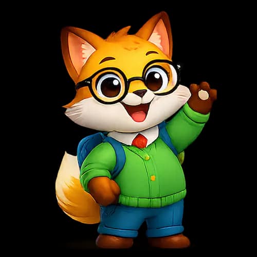 A clever fox in glasses solving puzzles