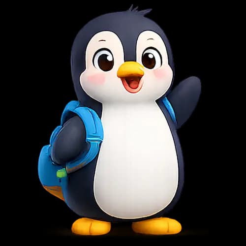 A friendly penguin ready for morning lessons